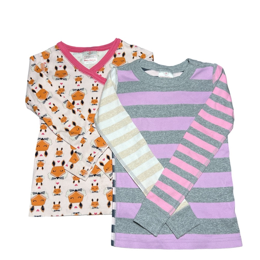 Hanna Andersson Fox and Striped Pajama long sleeve Tops - bundle of 2 size 6-7